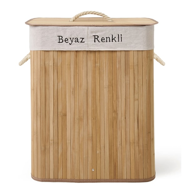 Simple Living çift hazneli bambu örme çamaşır sepeti %50 indirimle 1.199,90 TL yerine net 599,00 TL!