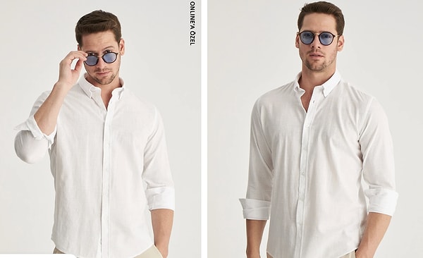 D'S Damat slim fit keten görünümlü %100 pamuk beyaz gömlek sepette 1.599,00 TL yerine 799,00 TL!