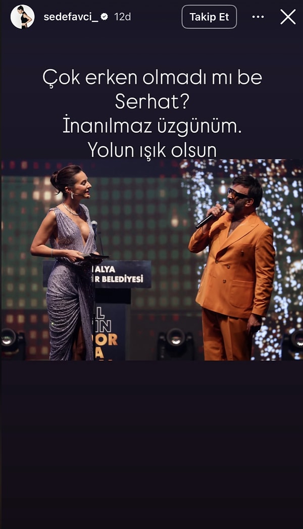 Sedef Avcı, birlikte aynı sahneyi paylaştıkları bir anı paylaştı.