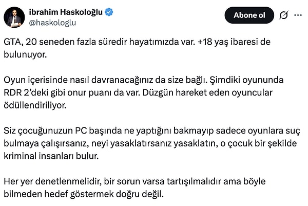 Açıklama tepki çekti.