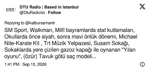 Kimileri de tek tek saymak yerine dönemin tamamını listeledi.