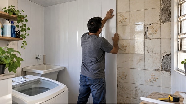 This method, particularly effective in areas where the bathroom and washing machine are located, minimizes waste and construction hassle. It creates a seamless new layer on the wall by interlocking the panels together.