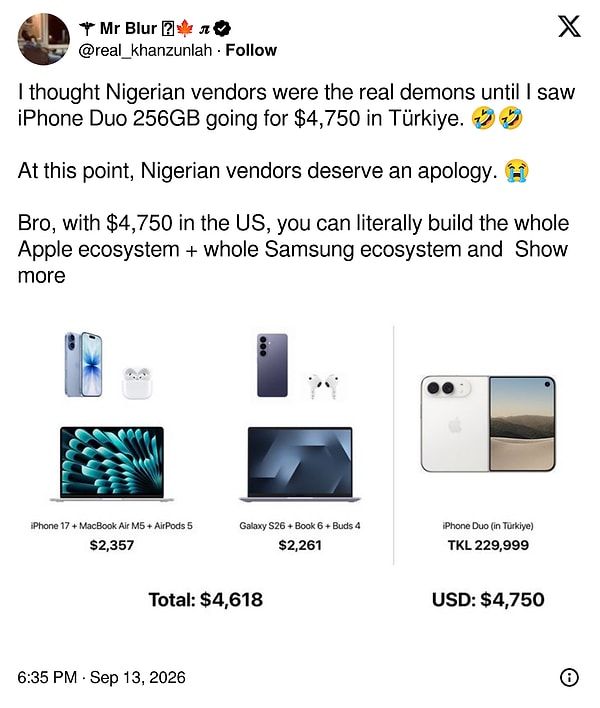 Nijeryalı Satıcılara Helal Olsun Dedirten Fiyat: 256 GB iPhone Duo Türkiye'de 4 Bin 750 Dolar