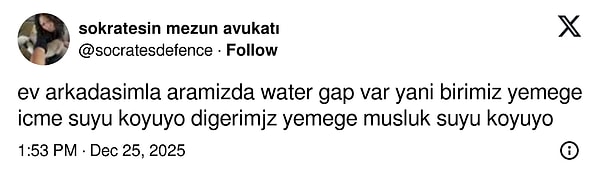 Biri içme suyu biri musluk suyu koyunca aralarında 'water gap' doğdu