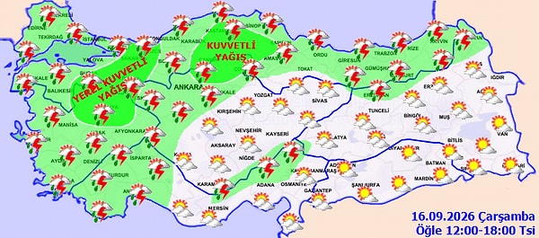 Meteoroloji'den 48 kente kuvvetli yağış uyarısı.