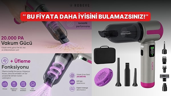 Arabanızda ve Evinizde Fırtına Estiren Temizlik: Robeve Auhma 20000PA Şarjlı El Süpürgesi İndirimde!