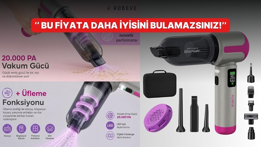 Arabanızda ve Evinizde Fırtına Estiren Temizlik: Robeve Auhma 20000PA Şarjlı El Süpürgesi İndirimde!