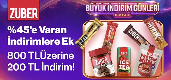 Züber Büyük İndirim Günleri: %45'e varan indirim ve sepette 300 TL'ye varan kuponlar!