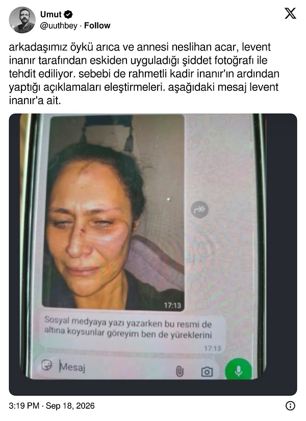 İşte o paylaşım: