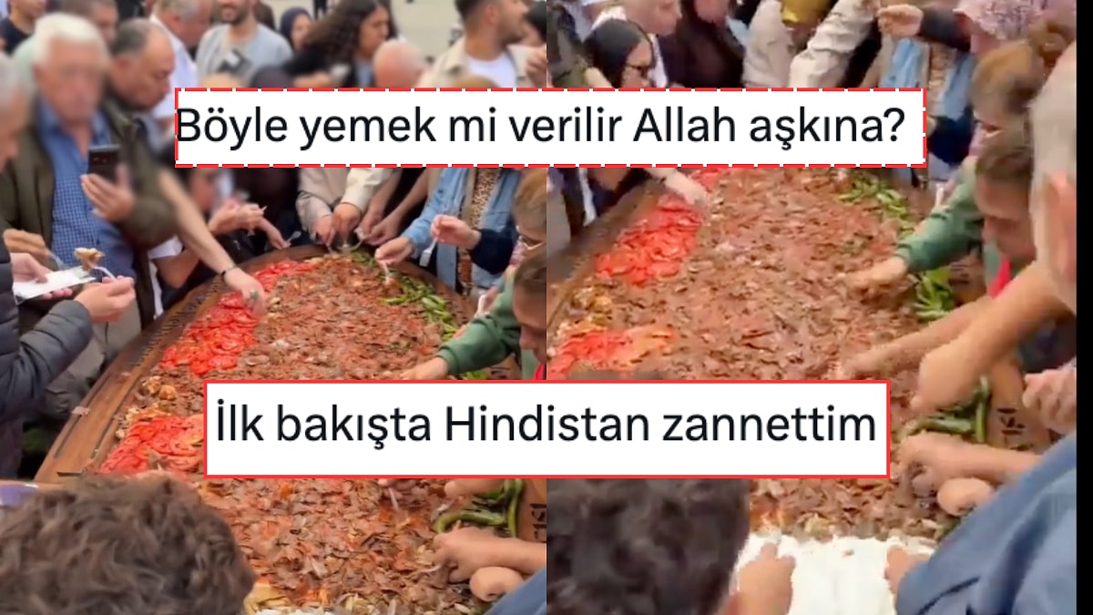 3 Metrelik Dev Tabak Kuruldu, Onlarca Kişi Elleriyle Yedi! Görüntüler X'te Gündem Oldu