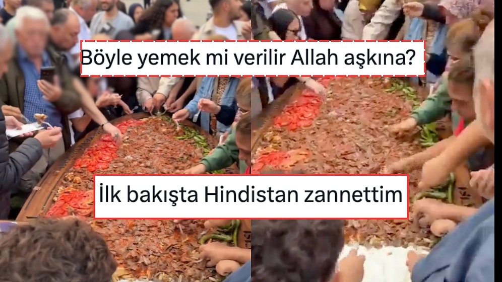 3 Metrelik Dev Tabak Kuruldu, Onlarca Kişi Elleriyle Yedi! Görüntüler X'te Gündem Oldu