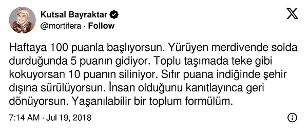 Toplu taşımada kim nasıl puan kaybeder diye eğlenceli bir skala çıkardı