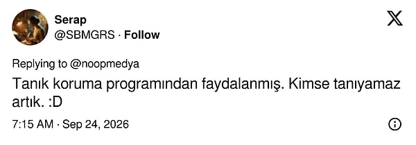 Bir takipçiye göre ameliyatın asıl faydası tanınmamak oldu