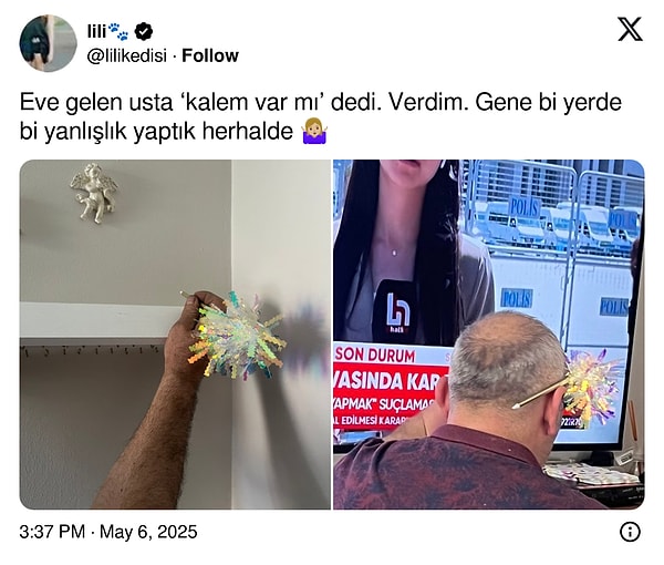 Kalem isteyen ustaya evdeki tek kalemi uzatan bir kullanıcı, sonucu fotoğrafladı