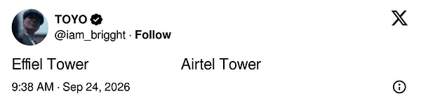 İki kuleye birer isim koyan da çıktı: Solda Eyfel Kulesi, sağda Airtel Kulesi.