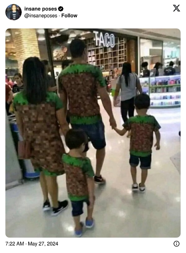 Bütün ailenin Minecraft karakterine dönüştüğü o alışveriş günü