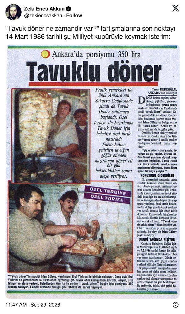 Tartışmayı alevlendiren 1986 tarihli Milliyet kupürü