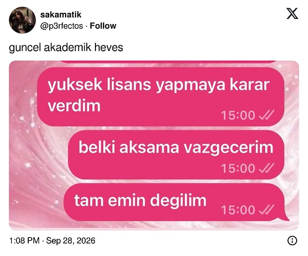 Yüksek lisans kararının ömrü akşama kadar.