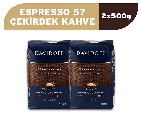 Davidoff Café Espresso 57 çekirdek kahve (2x500 g) %32 indirimle 2.498 TL yerine net 1.699 TL!