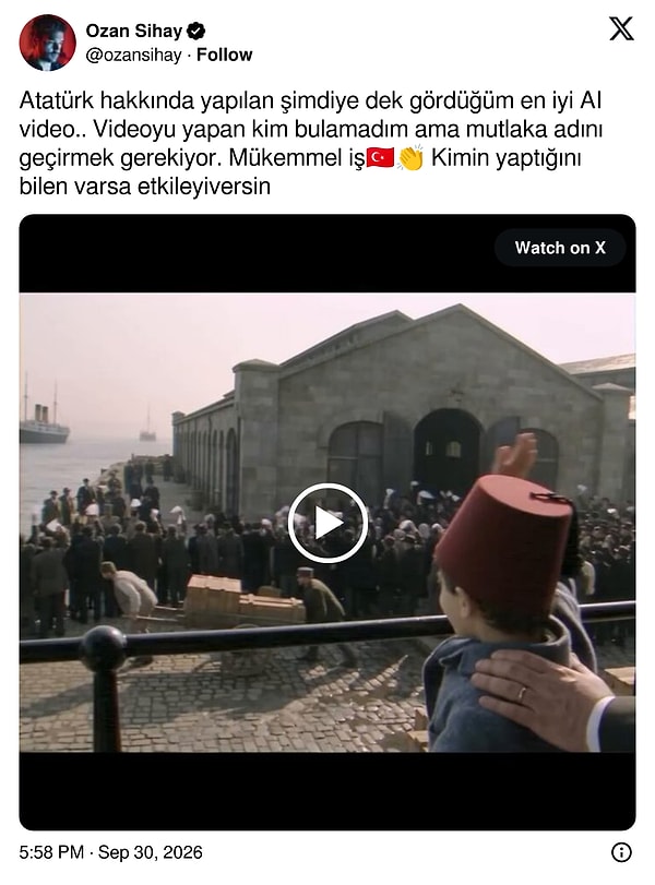 Pek çok kişiye göre bugüne kadar Atatürk hakkında yapılmış en iyi yapay zeka videosu
