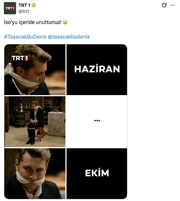 TRT 1, sezon finalinde odaya kilitlenen İso'nun 118 gündür aynı yerde beklediğini hatırlattı.