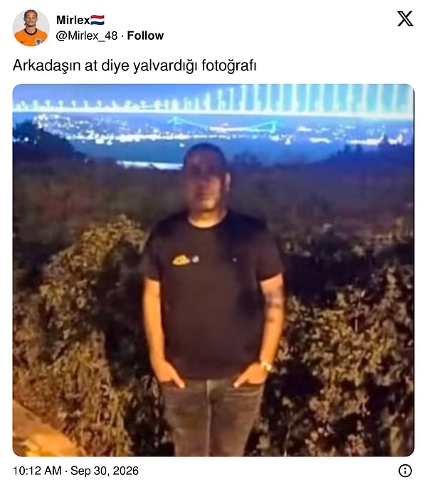 Boğaz manzarasında poz verip arkadaşına yalvartan kare