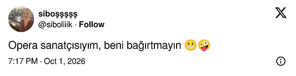Opera sanatçısı bağırtılmak istemiyor