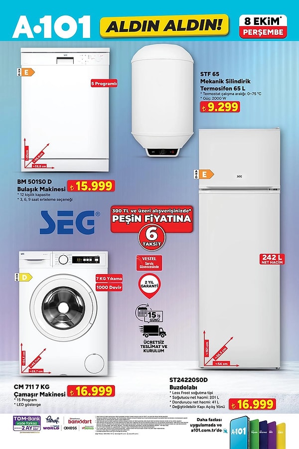 SEG BM 501SO D Bulaşık Makinesi 15.999 TL
