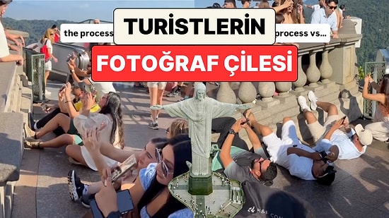 Brezilya'daki İsa Heykeli'yle Fotoğraf Çekilmek İsteyen Turistler Yerlere Yatarak Şekilden Şekile Girdi