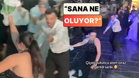 Düğünde Kız Kardeşinin Gelin Çiçeğini Yakaladığını Gören Abi Düğün Salonunda Kardeşini Kovaladı