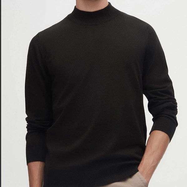 D'S Damat siyah pamuk karışımlı yarım balıkçı triko kazak sepette 1.199,25 TL!