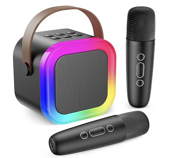 Robeve Blic 2 mikrofonlu LED ışıklı çocuk karaoke seti %50 indirimle net 399,90 TL!