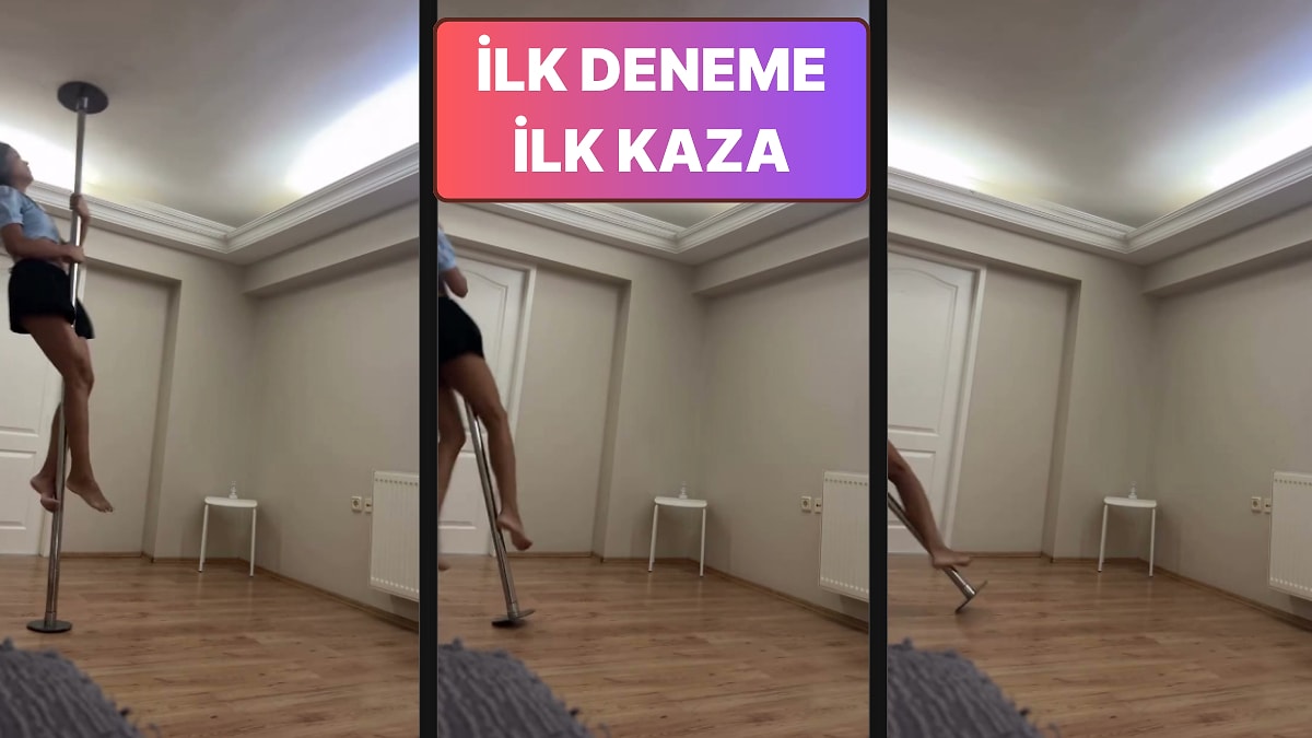 Evinde Pole Dans Yapmak İsteyen Kadının İlk Denemesi Tatsız Bitti