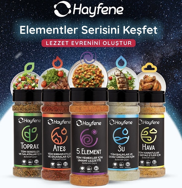 Hayfene Elementler serisi baharatlarda 750 TL üzerine 150 TL kupon ve avantajlı fiyatlar!