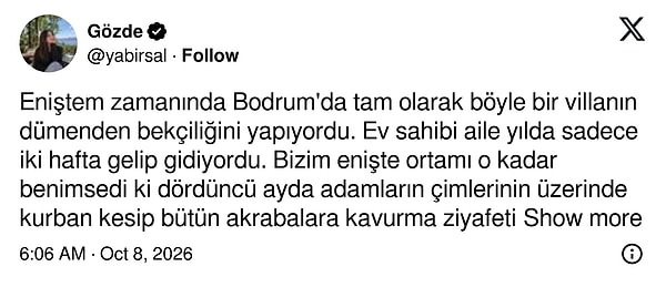 Bodrum'da böyle bir villayı bekleyen eniştesini anlatan kullanıcı