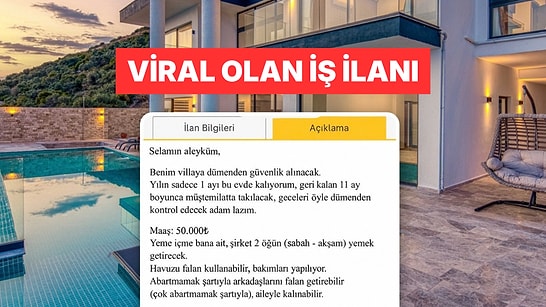 50 Bin TL'ye Havuz ve Yemek Vaat Eden Dümenden Güvenlik İlanı Viral Oldu