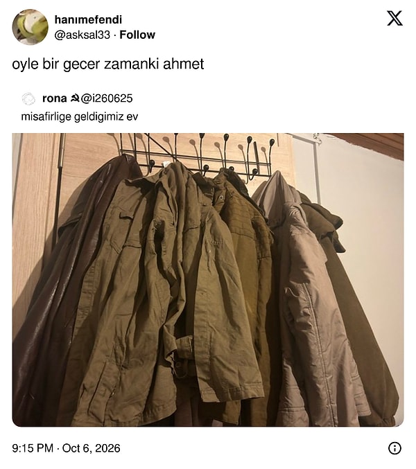 Misafirliğe gidilen evin fotoğrafına gelen yorum...
