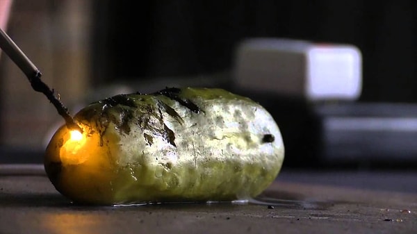 New research suggests that the light may be produced when a spark ignites hydrogen gas.