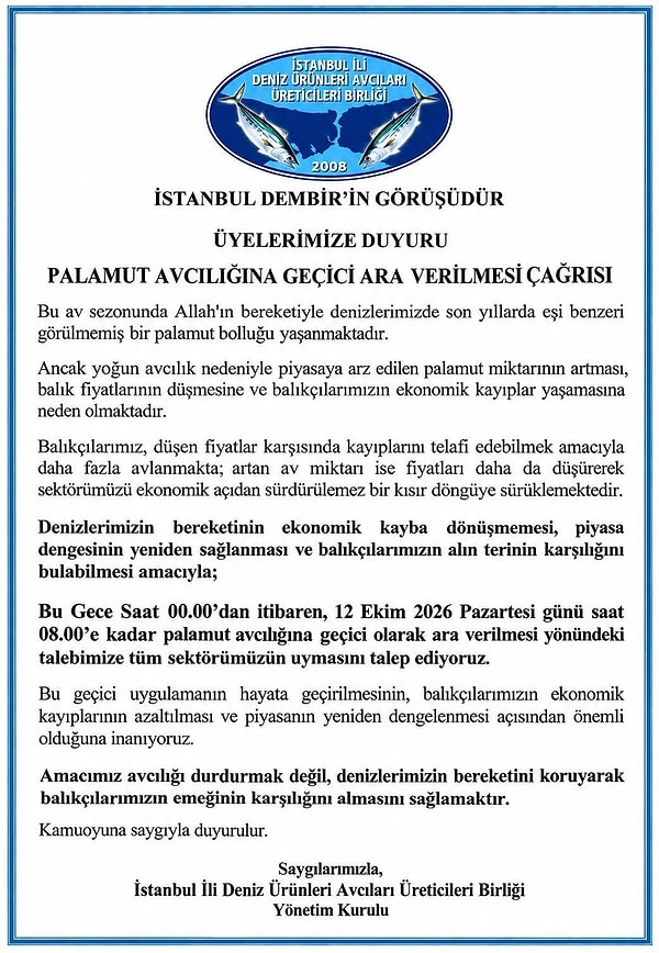 Duyuru metni şöyleydi: