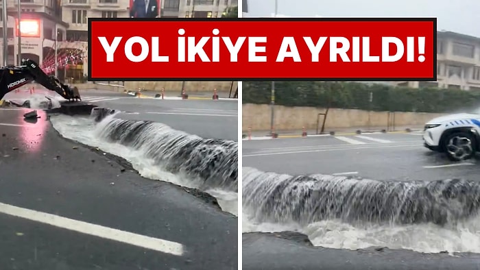 İstanbul'da Yağışın Etkisi Ağır Oldu: Eyüpsultan'da Yol Ortadan İkiye Ayrıldı