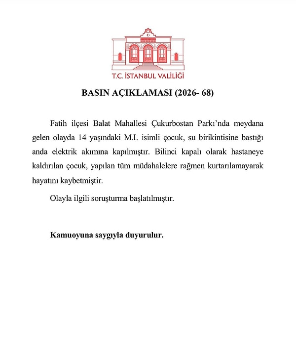 Olayın ardından İstanbul Valiliği yazılı bir açıklama yaparak inceleme başlatıldığını duyurdu. Valilik tarafından yapılan açıklamada şu ifadelere yer verildi: