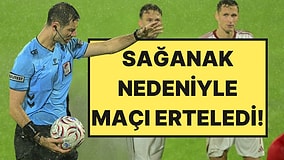 Şiddetli Yağış Sahayı Göle Çevirdi, Maç Ertelendi