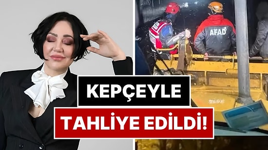Sel Yüzünden Mahsur Kalan Nazan Öncel Kepçe ve Botlarla Evine Ulaştırıldığı Anları Paylaştı!