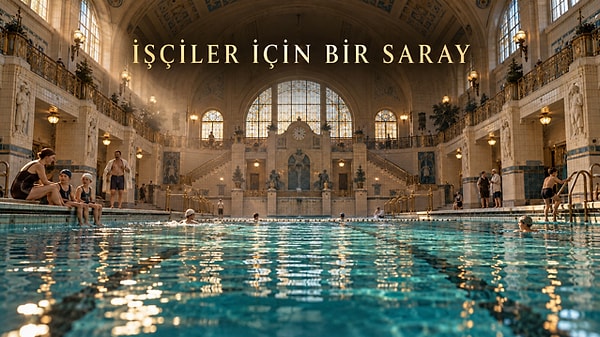 Burası, yüz yıl önce işçiler için yapılmış bir yüzme havuzudur: Amalienbad.