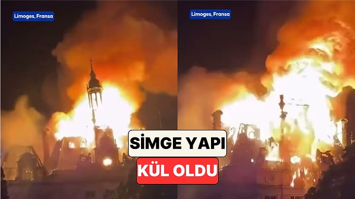 Fransa'nın Limoges Kentinde Eylemcilerin Ateşe Verdiği İki Asırlık Belediye Binası Alevlere Teslim Oldu