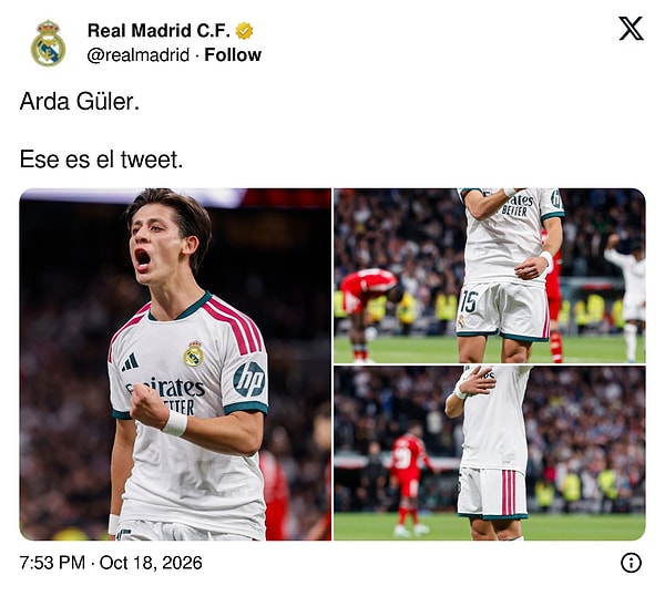 Arda Güler. Tweet bu.