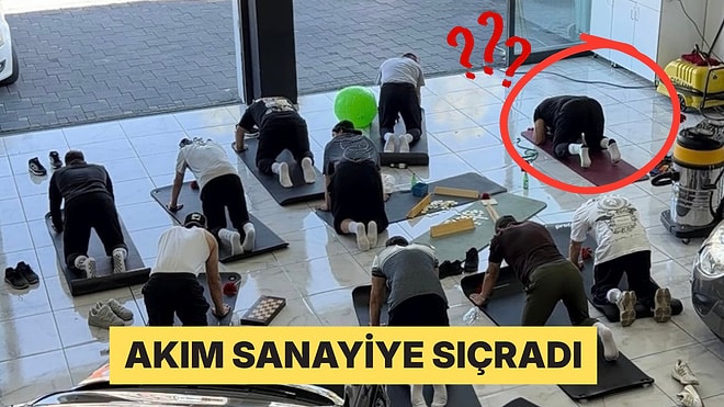 Konya'da Sanayi Esnafı Akıma Uyarak Araçların Arasında Yoga Yaptı