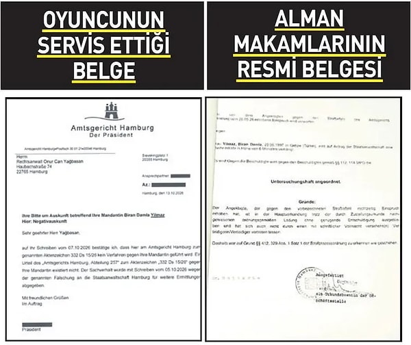 Biran Damla Yılmaz, Hamburg Mahkemesi'nin yazısını paylaşarak hakkında hapis kararı bulunmadığını savunmuştu.