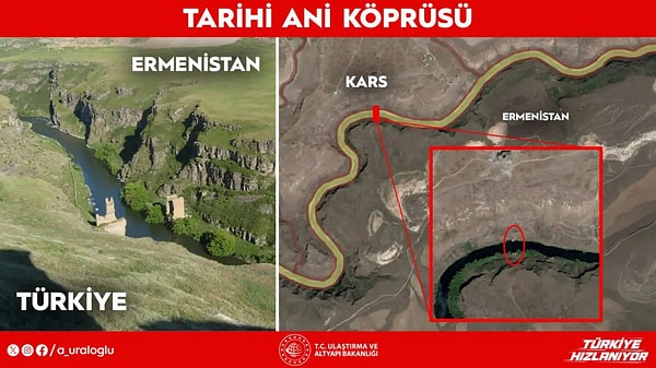 10. yüzyılda İpek Yolu üzerinde inşa edilen köprünün kemeri 1807'de yıkıldı.