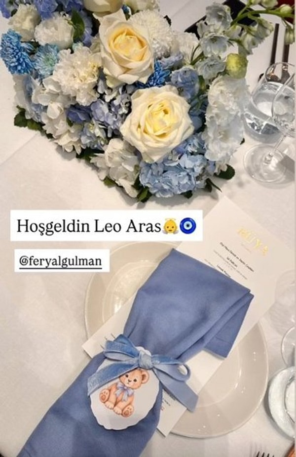 Feryal Gülman'ın Çırağan Sarayı'ndaki davetinde masalar "Hoş geldin Leo Aras" konseptiyle hazırlandı.